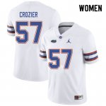 Women's Florida Gators #57 Coleman Crozier NCAA Jordan Brand White Authentic Stitched College Football Jersey QQG2862IT